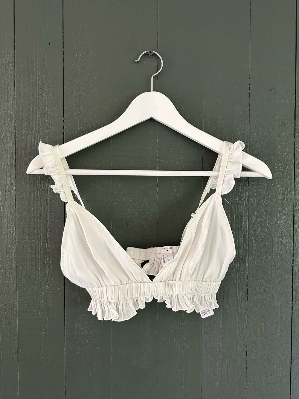 Forever 21 Satin Ruffle-Trim Bralette Crop Top